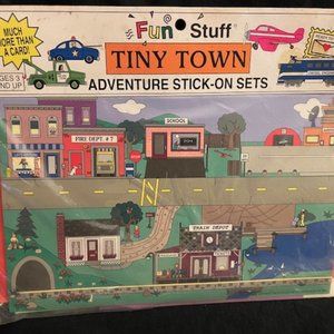 1995 Fun Stuff Tiny Town  Adventure Stick-on Sets.  Reusable Vinyl Cling ons New